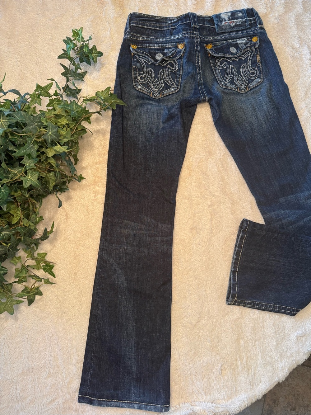 Embellished Dark Blue Flare Jeans - Women
